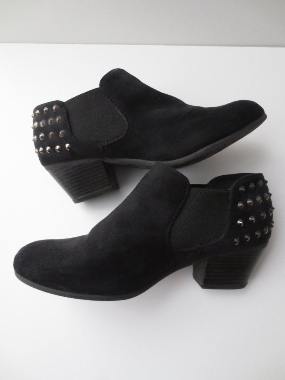 Black Suede Rock Chick Stud Ankle Boots Booties 36 6